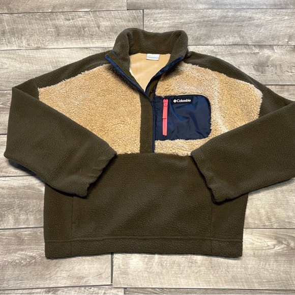 Columbia Sportswear Mens Sherpa Fuzzy Brown Pullover Jacket Coat Size Large - Picture 3 of 9